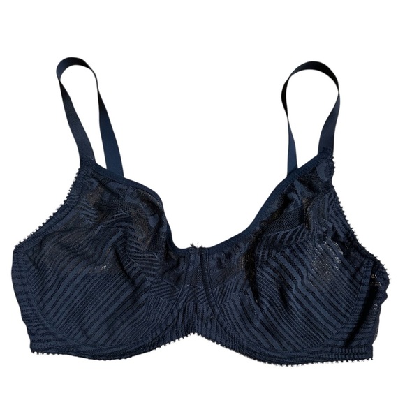 HUIT 8 Paris Navy Semi-Sheer All-Day Comfort Underwire Bra, 36D - Picture 1 of 8